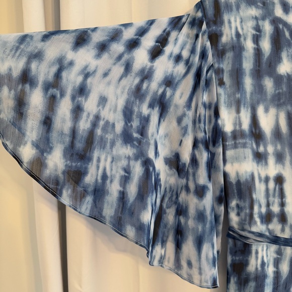 Lauren Ralph Lauren Blue Watercolor Georgette Ruffle Midi Dress Women’s 8 - Picture 7 of 9